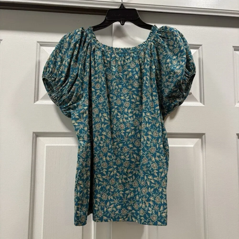 Madewell Scoop Neck Puff Sleeve Top Eloise Ditsy Floral Size 10